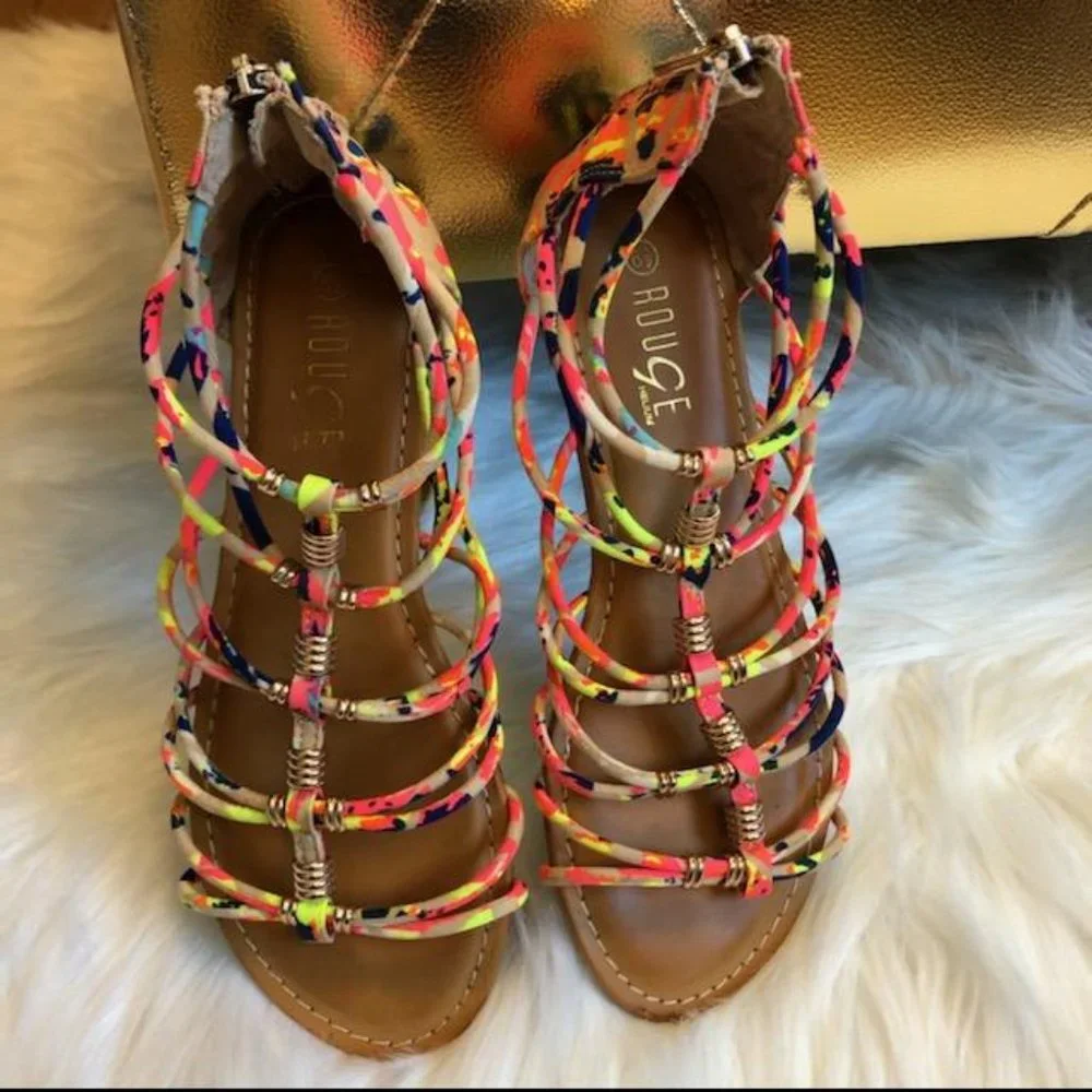 Rouge Helium Neon Gladiator Sandals